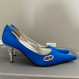 Blue and Silver Wild Rose Heels